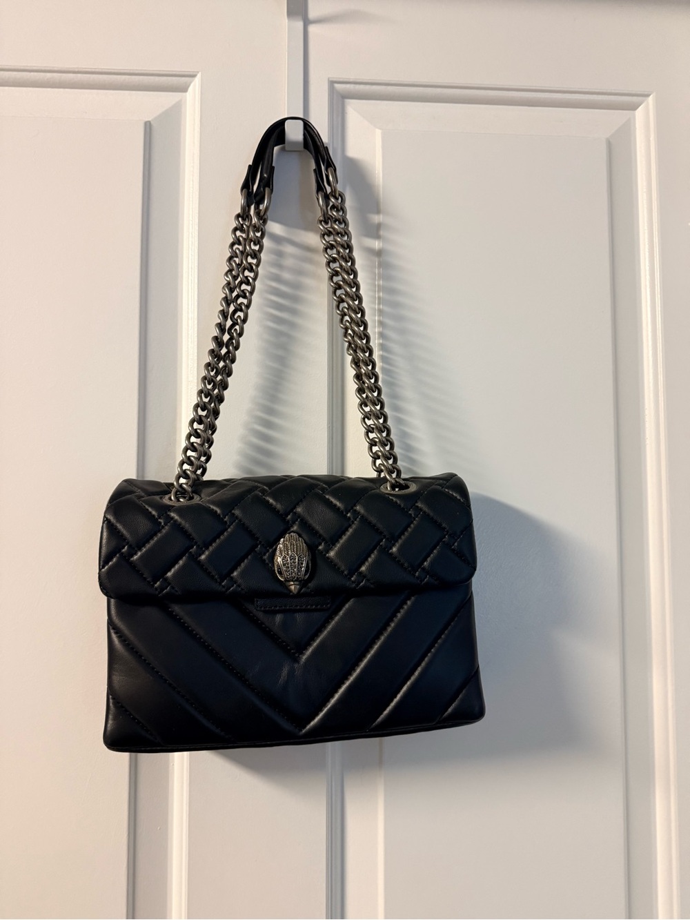 Kurt Geiger Black Quilted Shoulder Bag with Chain Strap